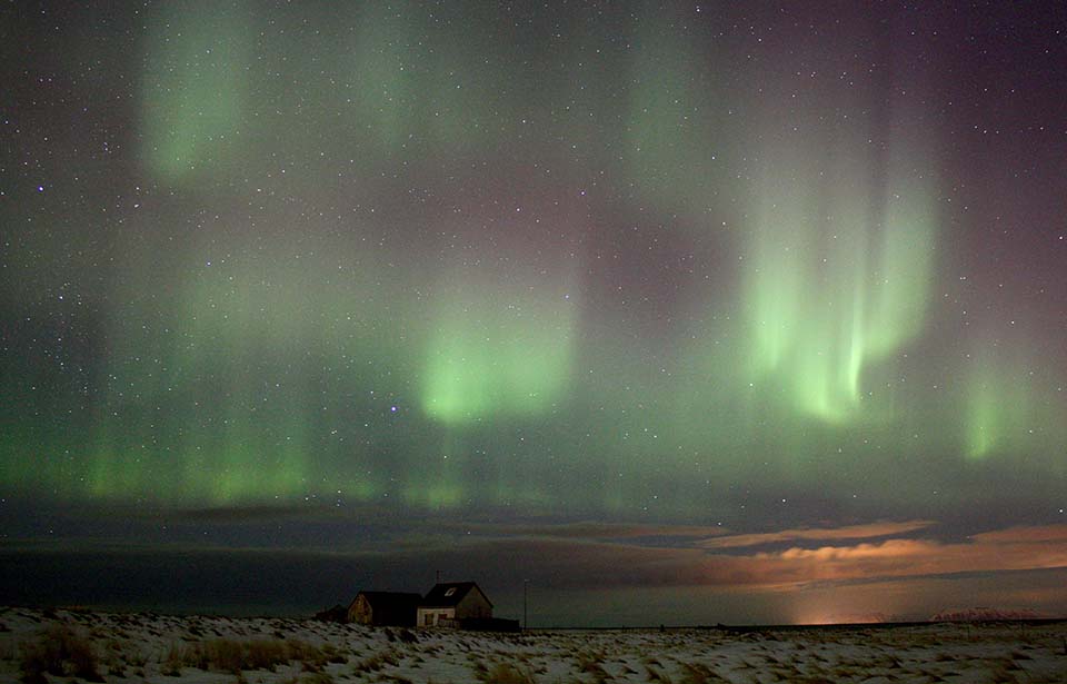Beautiful green Northern Lights - Aurora Borealis in Iceland